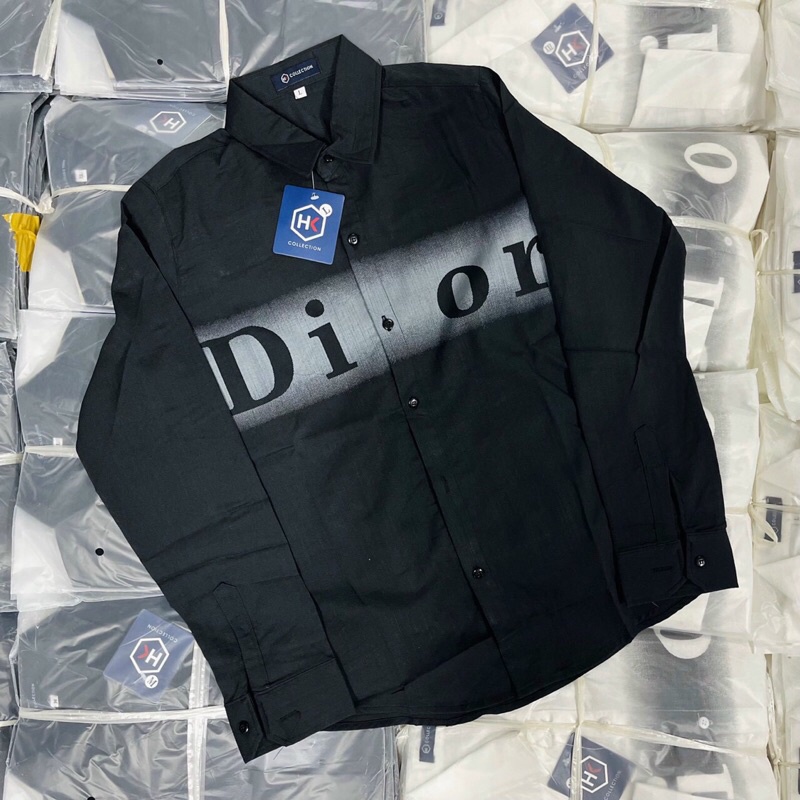 Áo sơ mi nam nữ dài tay chất liệu vải đũi in chữ BURB, DIO, phong cách thời trang công sở tinh tế và sang trọng