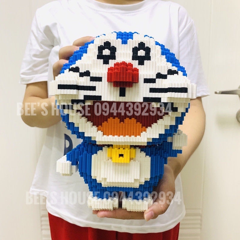 Mô hình 3D 38cm lắp ghép cỡ lớn đồ chơi xếp hình lắp ráp doremon mèo máy siêu to mảnh ghép nano block decor trang trí