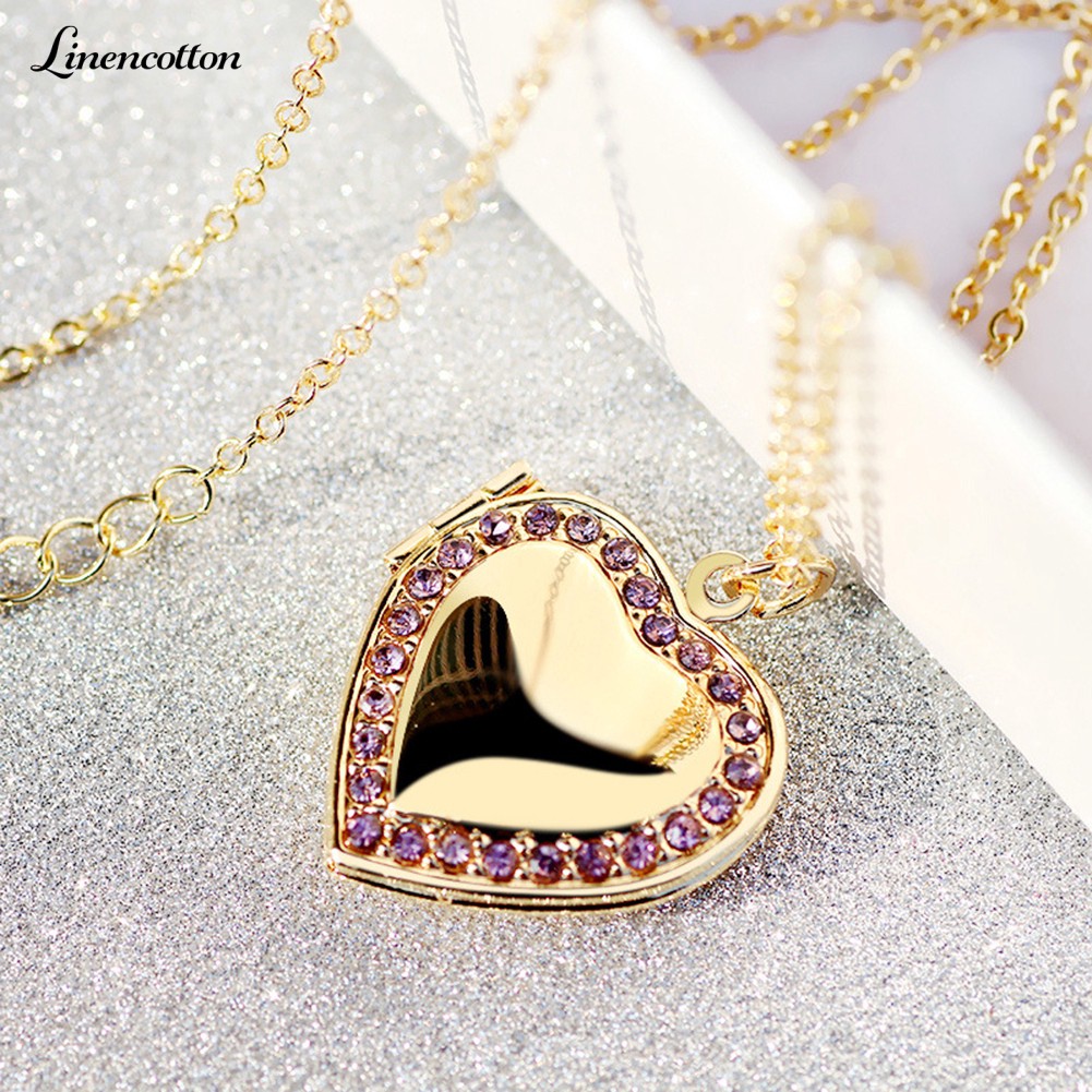 Heart Photo Frame Locket Necklace Clavicle