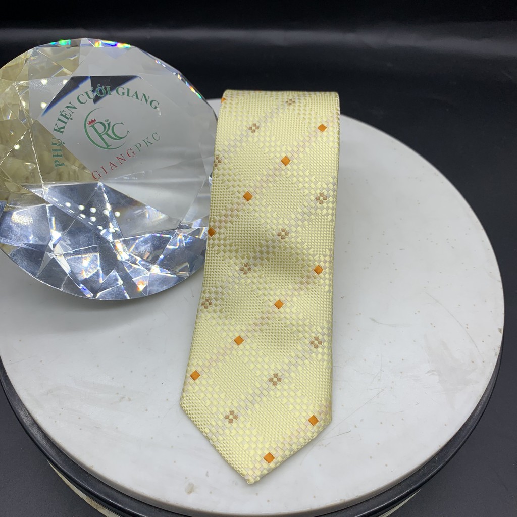 Cà vạt màu vàng  nhiều họa tiết tùy chọn lịch lãm 6cm cho nam Giangpkc