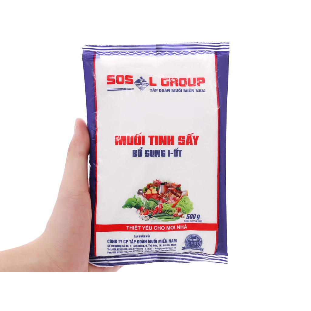 Muối I-ốt tinh sấy, gói 500g