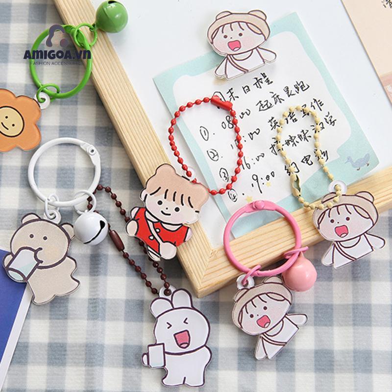 Móc Chìa Khóa Dạng Chuỗi Hạt acrylic Họa Tiết Gấu Dễ Thương Nhiều Màu Sắc