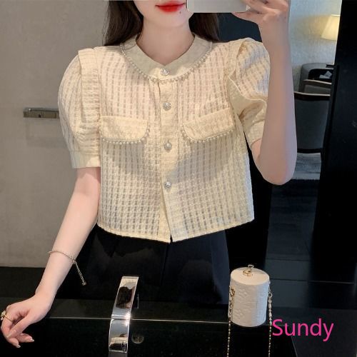 Áo Sơ Mi Voan Tay Phồng Thời Trang Mùa Hè Dành Cho Nữ