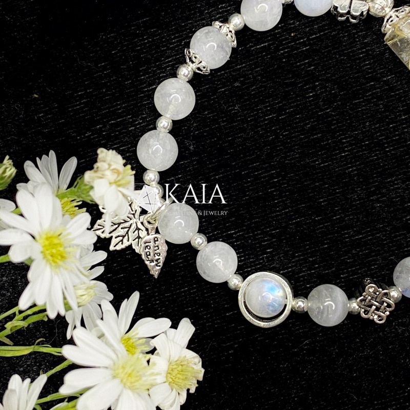 Vòng tay phong thuỷ thiết kế moonstone mix lu thống may mắn bình an - KAIA