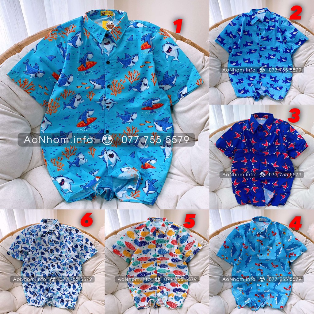 Áo Sơ mi Hoạt hình - Baby Shark CÓ SIZE EM BÉ