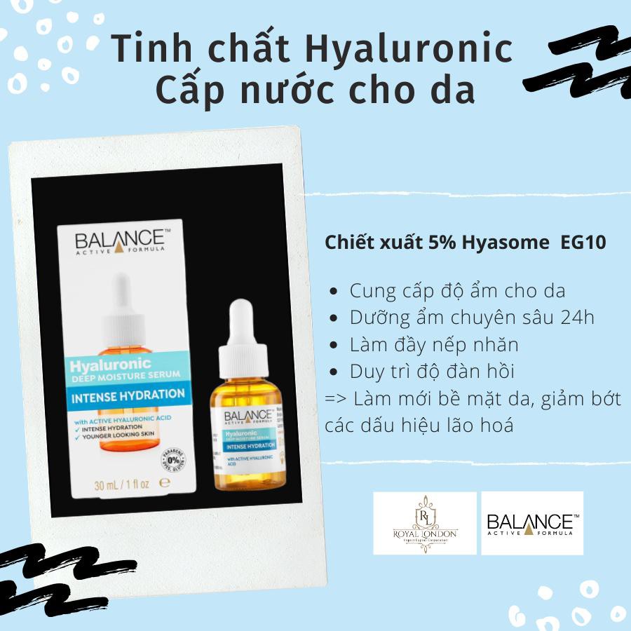 Combo Serum cấp nước Balance Hyaluronic Deep Moisture và Tinh chất dưỡng mắt Balance active formula gold collagen 15ml