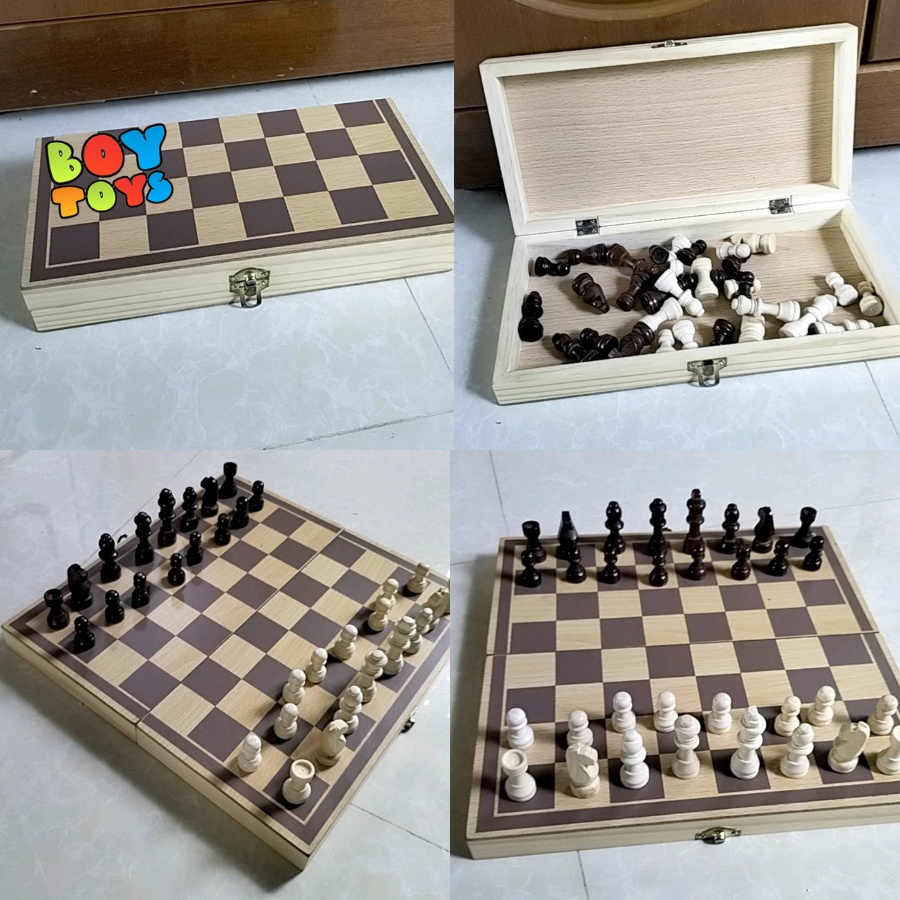 Bộ bàn cờ vua bằng gỗ cao cấp, sang trọng 29x28cm, loại hộp gấp gọn