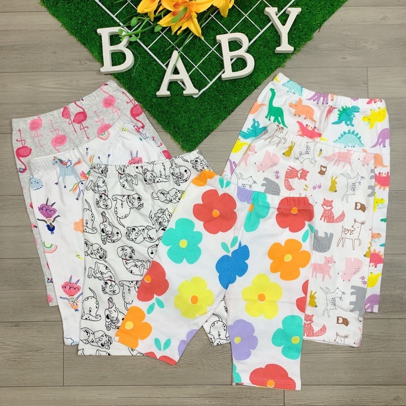 Quần Legging Lửng Bé Gái 💕Xuất Xịn💕 Set 5c thun bozip mềm mịn 10-18kg