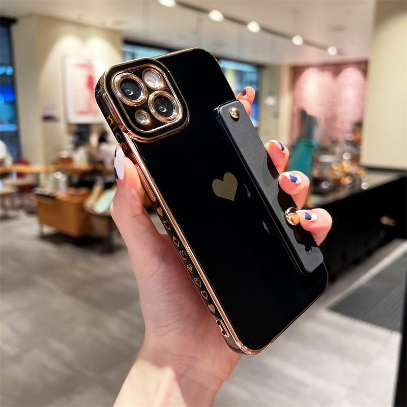 Ốp Điện Thoại TPU Mềm Chống Sốc Chống Rơi Có Quai Cầm Tay Kiêm Giá Đỡ Cho I-Phone 13 12 11 Pro XS XR 8 7 Plus