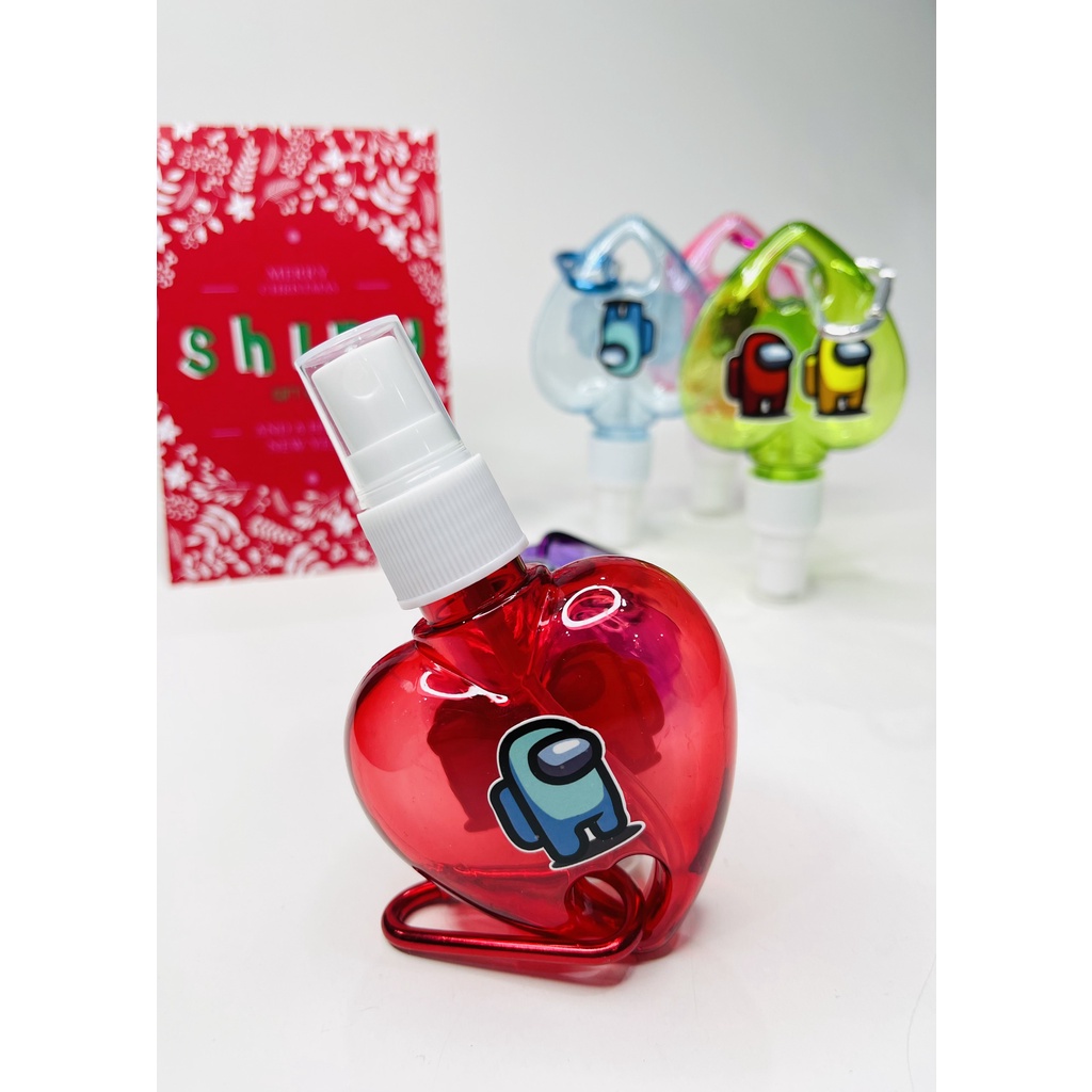 Bình xịt trái tim 50ml tặng kèm sticker Among us và móc treo tiện