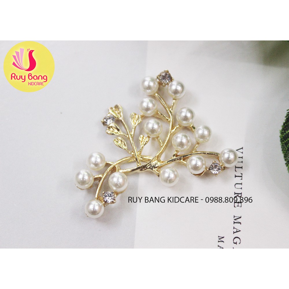 [Mã SKAMLTSM9 giảm 10% đơn 99K] Cành lá kim loại, center đá đính hoa vải handmade