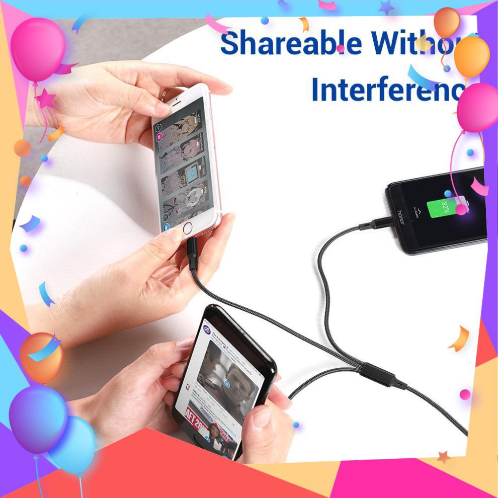 Dây cáp sạc top AN20 nhiều cổng USB micro type C lightning 3 trong 1 điện thoại dài 1.2M