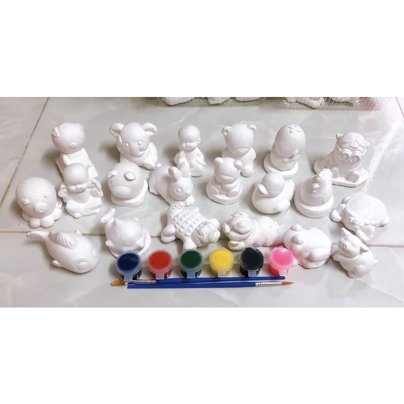 Tượng tô màu com bo 10 con kèm màu + 2 cọ