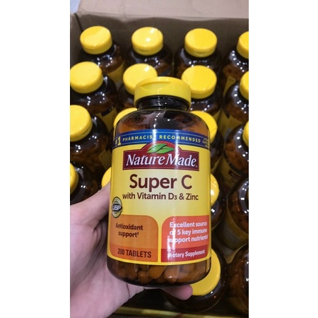 VIÊN UỐNG HỖ TRỢ MIỄN DỊCH NATURE MADE SUPER C WITH VITAMIN D3 &amp; ZINC