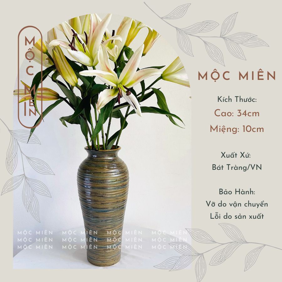Lọ Hoa men hỏa biến men Ánh Bạc nhiều mẫu Gốm Mộc Miên, bình hoa trang trí decor gommocmien Bát Tràng