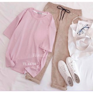 < FREESHIP > Set áo thun BASIC phối Quần Kaki Kem [ Form UNISEX ]