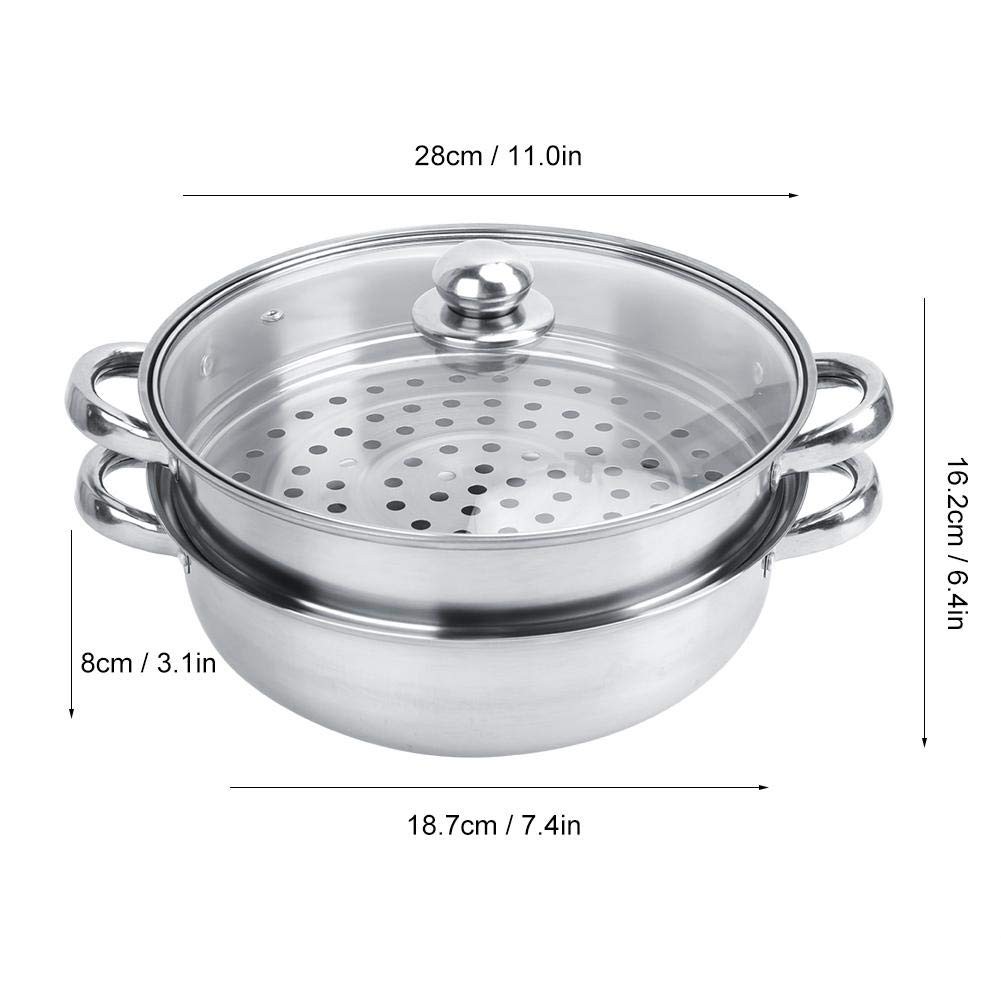 Nồi Hấp Inox 2 Tầng Kiêm Nồi Lẩu Hotpot Cao Cấp 28CM DÙNG CẢ CHO BẾP TỪ