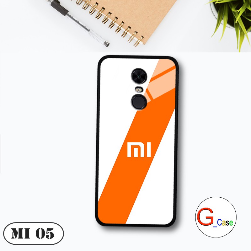 Ốp lưng Xiaomi Redmi 5 Plus - lưng kính in logo hãng điện thoại