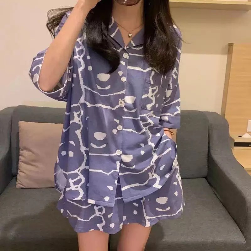 Đồ Ngủ Nữ  ❤️FREESHIP❤️ Đồ Bộ Ngủ Nữ Pyjama cao cấp mùa hè cộc tay - Quần Áo Ngủ Nữ ngộ nghĩnh đáng yêu mã QA06 | BigBuy360 - bigbuy360.vn