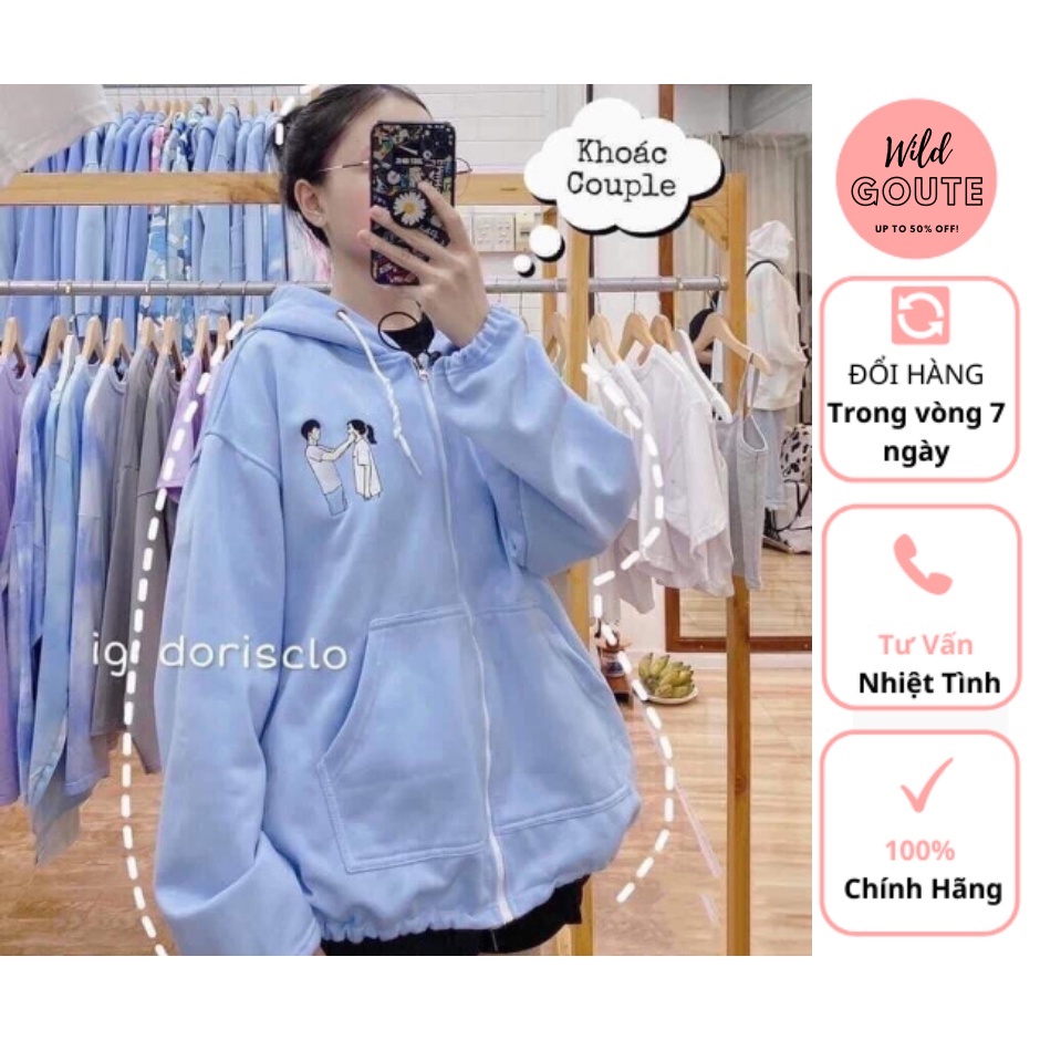 Áo Khoác Nỉ In Hình 2 Người Chất Liệu Nỉ Cotton Dày Đẹp Wild.Goute SP000496