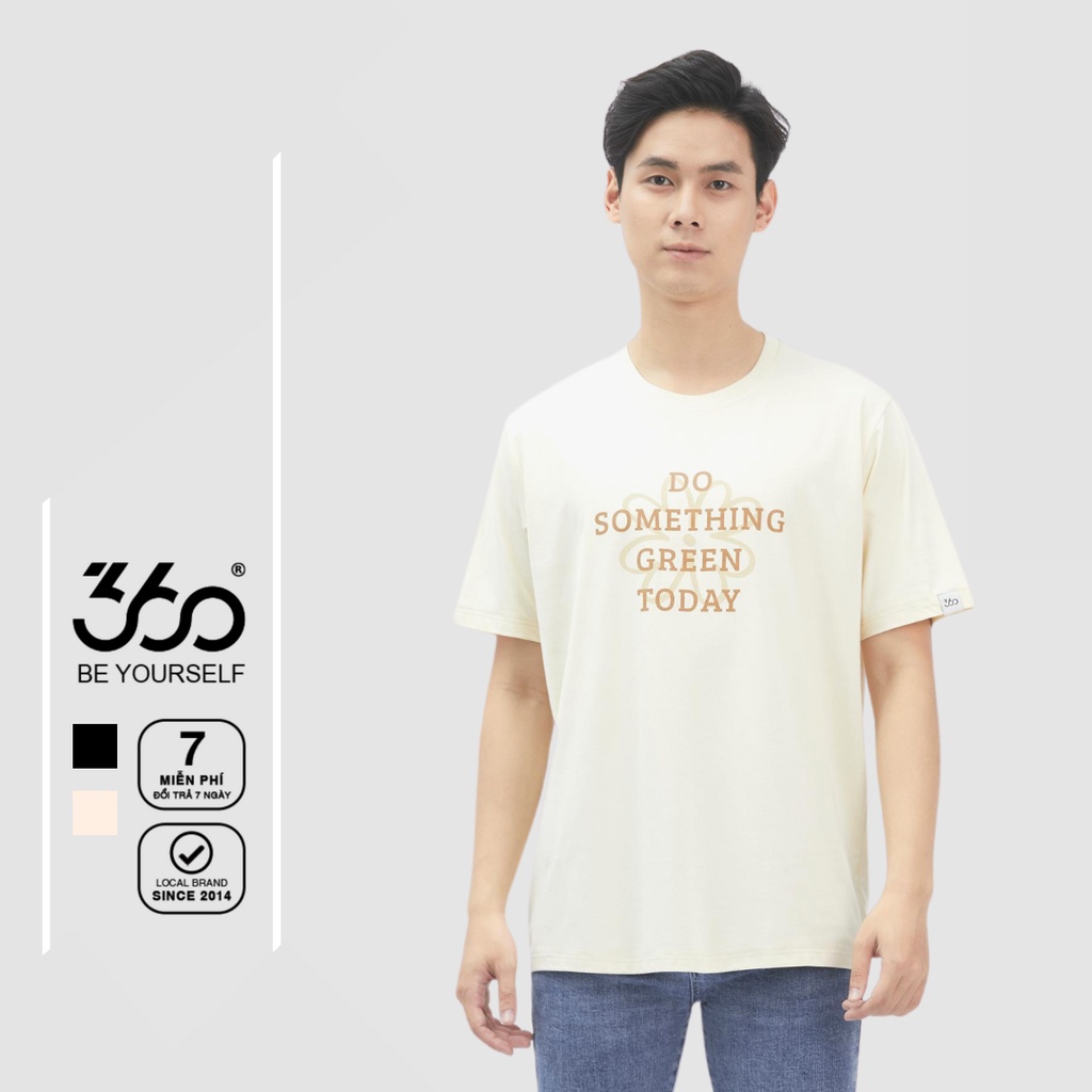 Áo thun chất vải sợi ngô cao cấp thương hiệu 360 BOUTIQUE, họa tiết chữ ngực trẻ trung - APHTK350
