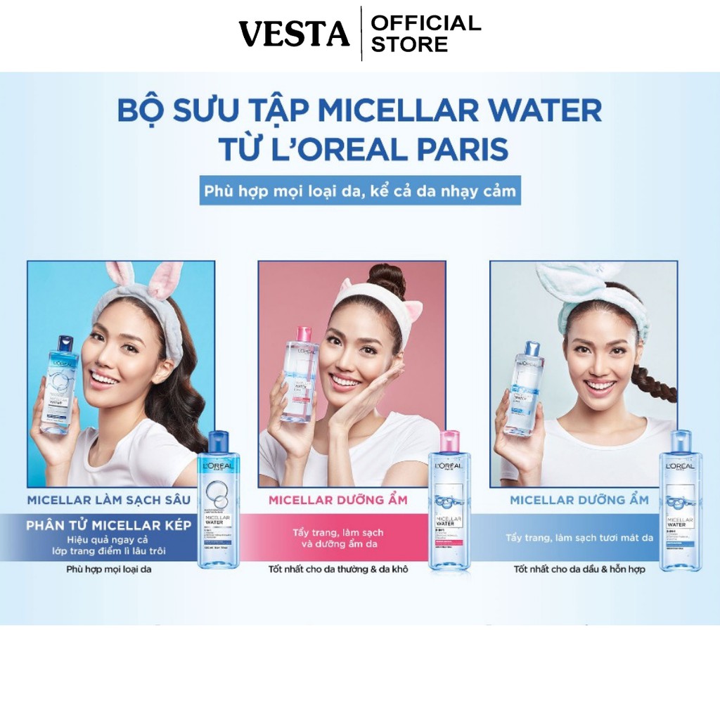 Nước tẩy trang loreal - tẩy trang L'oreal Micellar Water 400ml skincare dưỡng da