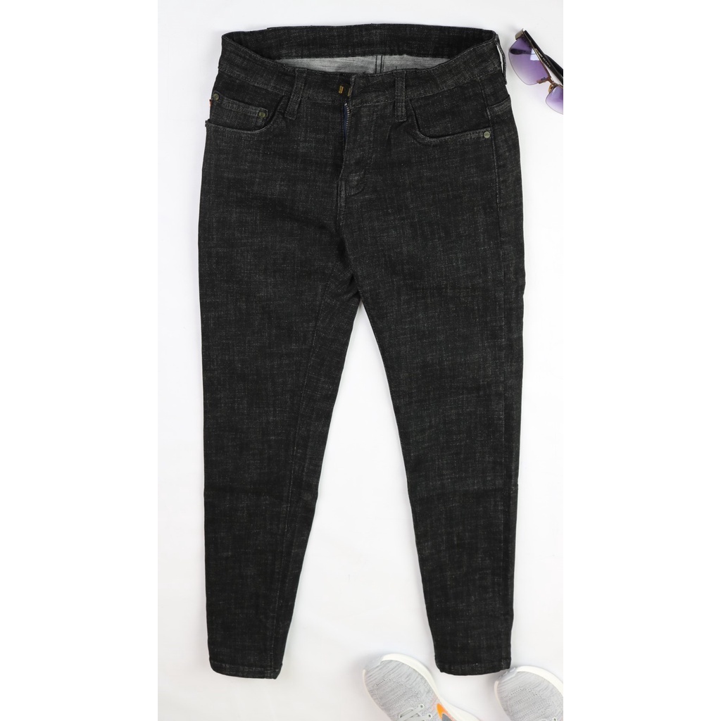 Quần Jean Nam Cao Cấp Đen Lông Chuột Chất Bò Dày Không ra màu Co Giãn Dáng Ôm Vừa Slimfit _ DCC089