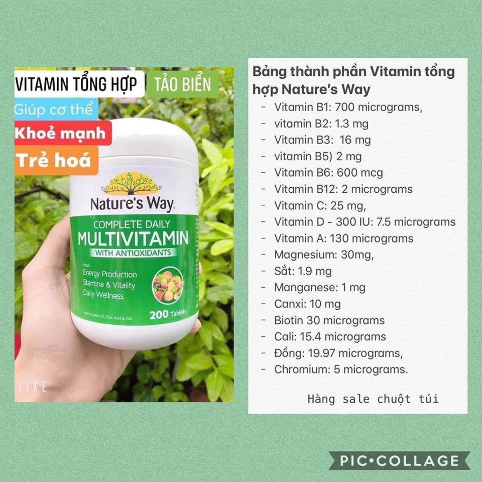 Vitamin Tổng Hợp và Tảo Biển Nature’s Way Complete Daily Multivitamin 200 Viên - Thi Vũ