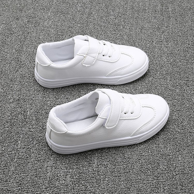 Giày Thể Thao Da Mềm Chống Trượt Màu Trắng Unisex Cho Bé 3-18 Tuổi