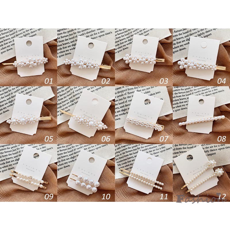 Kẹp Tóc Hoa Kim Loại Đính Ngọc Trai Giả 12 Kiểu Dáng Thời Trang