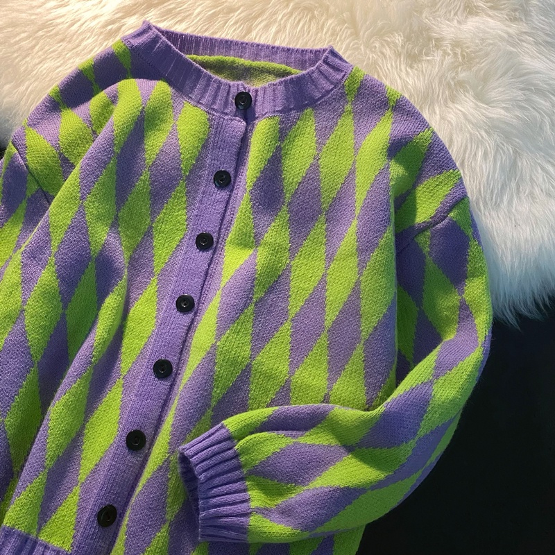 Áo cardigan dệt kim tay dài dáng rộng phong cách thời trang Hàn Quốc