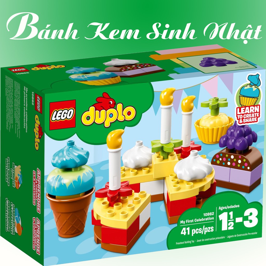 Đồ Chơi Xếp Hình Bánh Kem Sinh Nhật Đầu Tiên Của Bé LEGO Duplo 10862 Chính Hãng Đan Mạch