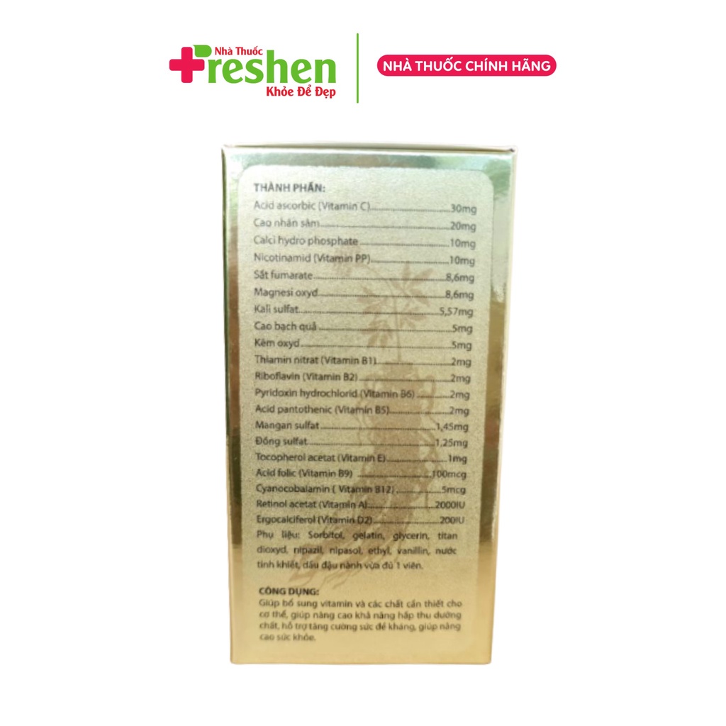 Homfamin Ginseng nhân sâm - Tăng cường bồi bổ sức khỏe - Nguyên liệu nhập khẩu Mỹ- Hộp 60 viên