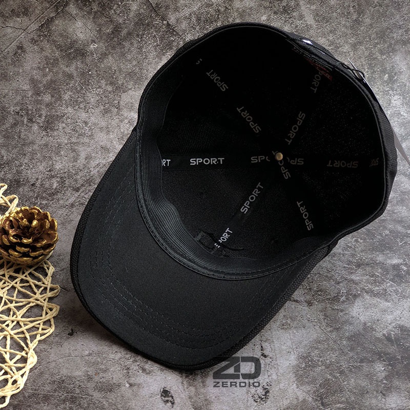 Mũ lưỡi trai bít đuôi không khóa màu đen đẹp cho nam và nữ, vải cotton co giãn cao cấp