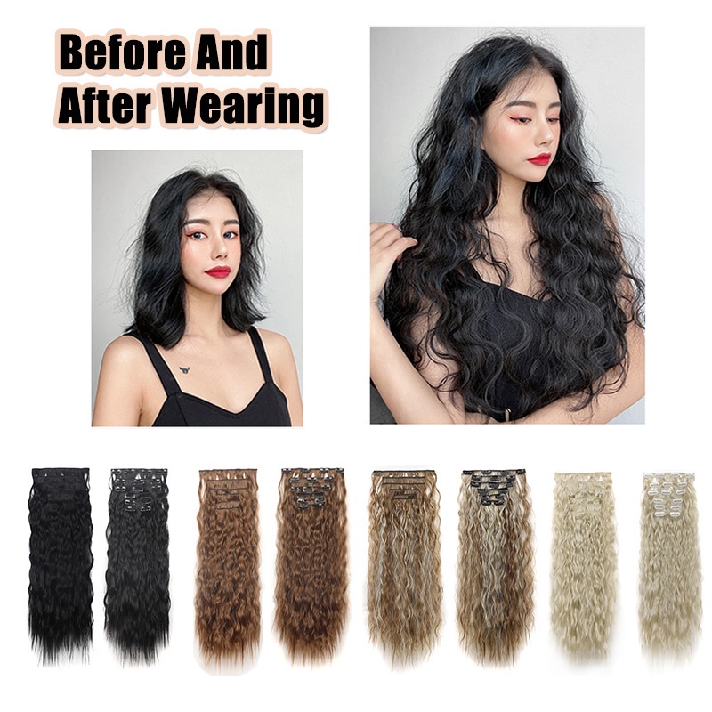 Bộ 16 Kẹp Tóc Giả Xoăn Dài Thời Trang Cho Nữ