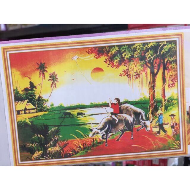 Tranh đá phong cảnh làng quê lg1539