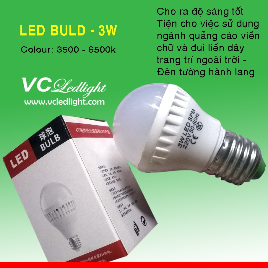 Bóng búp led tròn 3w