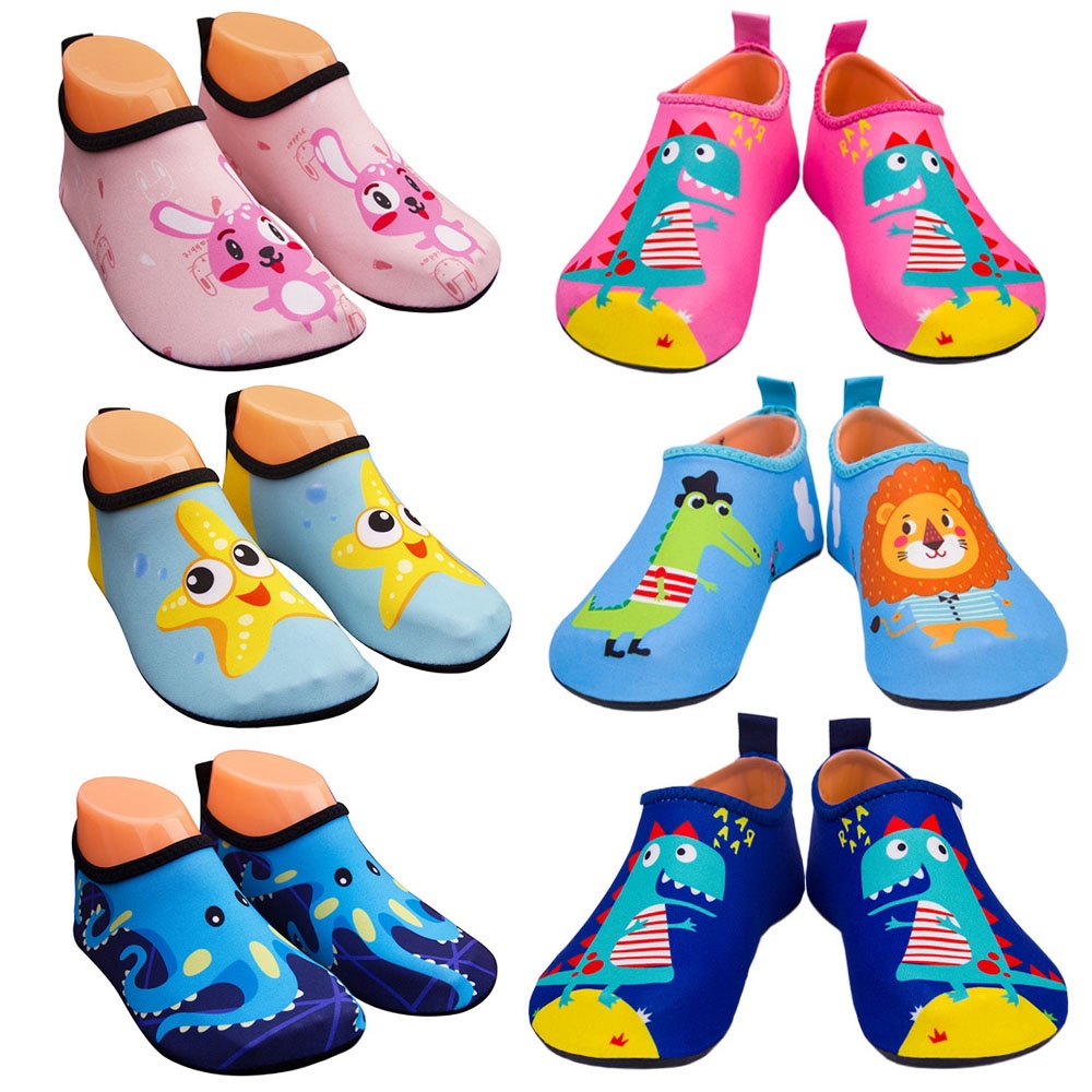 Giày Đi Biển Chống Trượt Siêu Nhẹ In Hình Khủng Long Hoạt Hình Cho Bé Trai 1-9 Tuổi