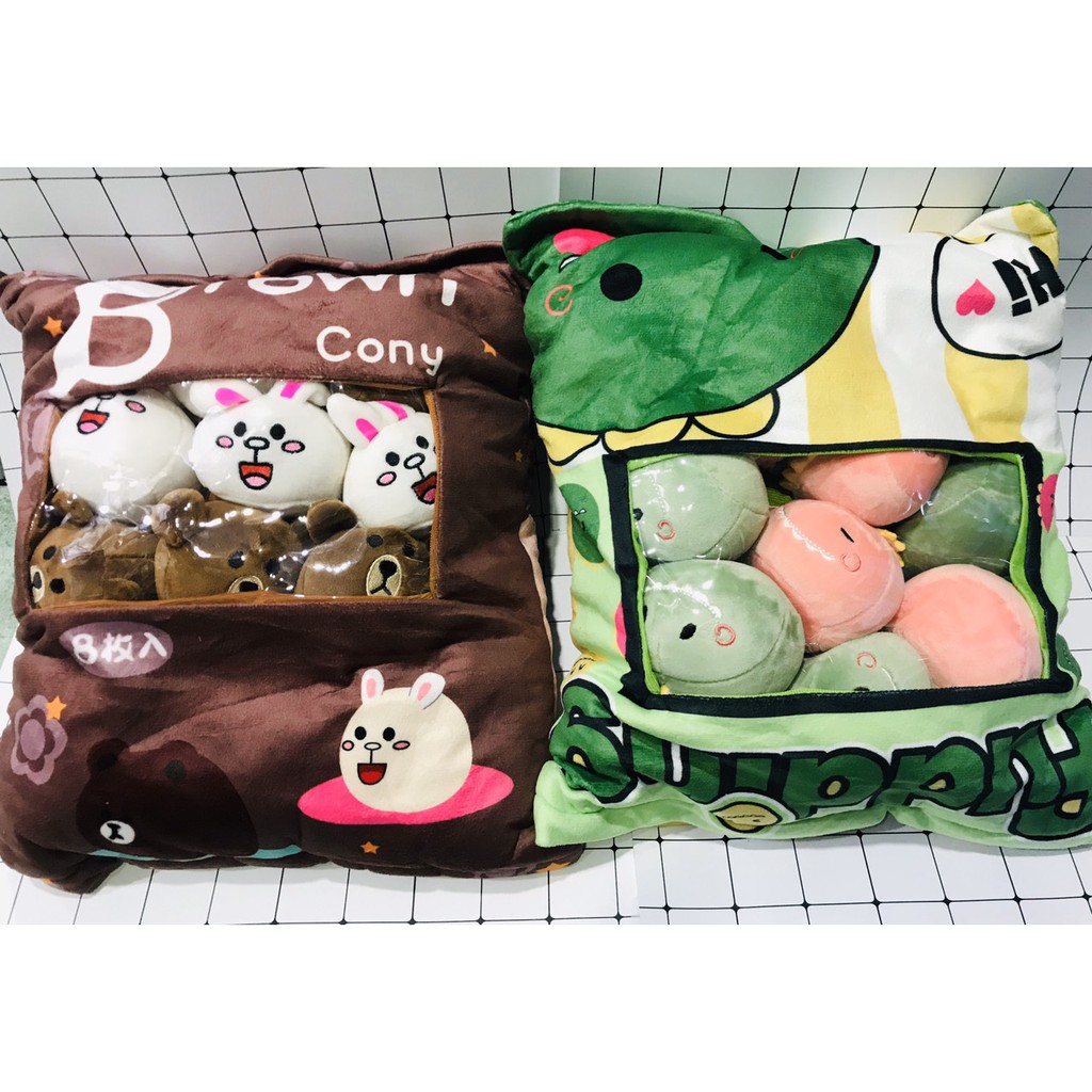 Gối gấu bông gối thỏ bông gối mochi bông size to 8 gấu nhỏ gấu bông dễ thương