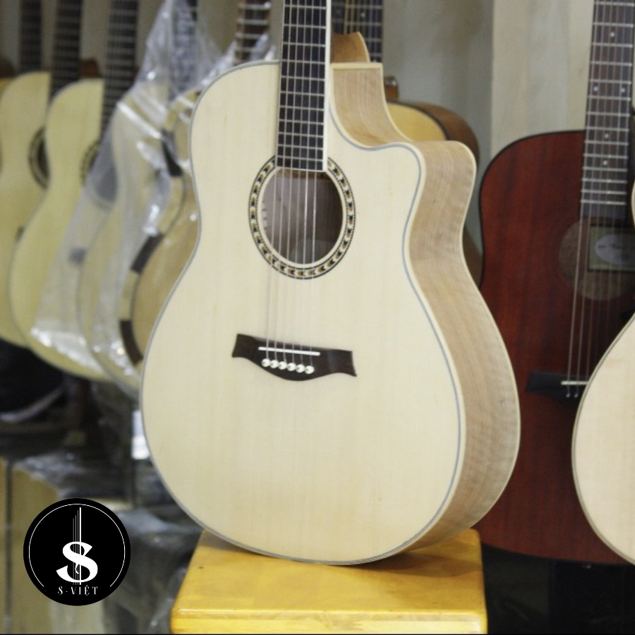 Đàn guitar acoustic gỗ thịt Custom-ES32, gỗ Còng Cườm, có ty, khóa đúc cao cấp