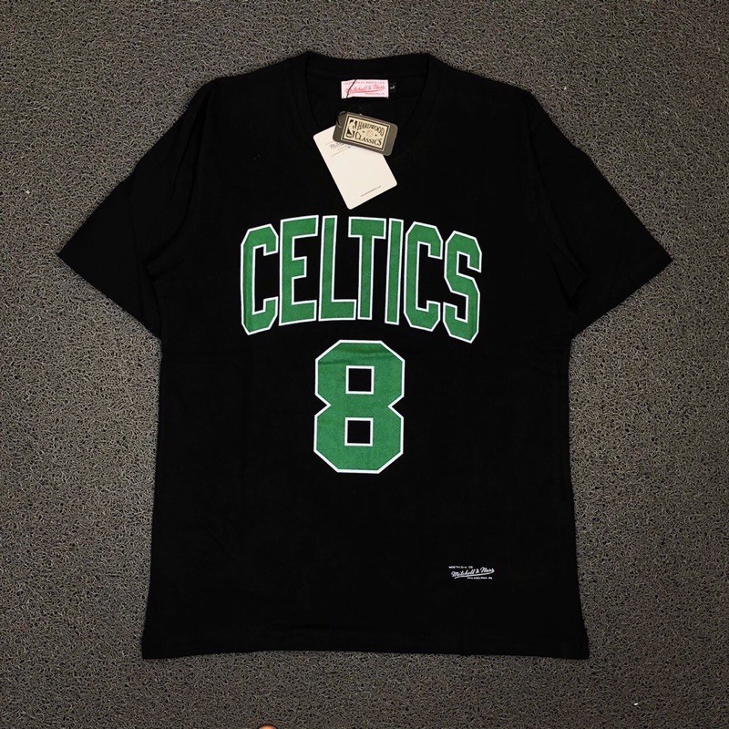 Áo Thun Đen In Hình Nhãn Hiệu Mitchell And Ness X Celtics Cá Tính