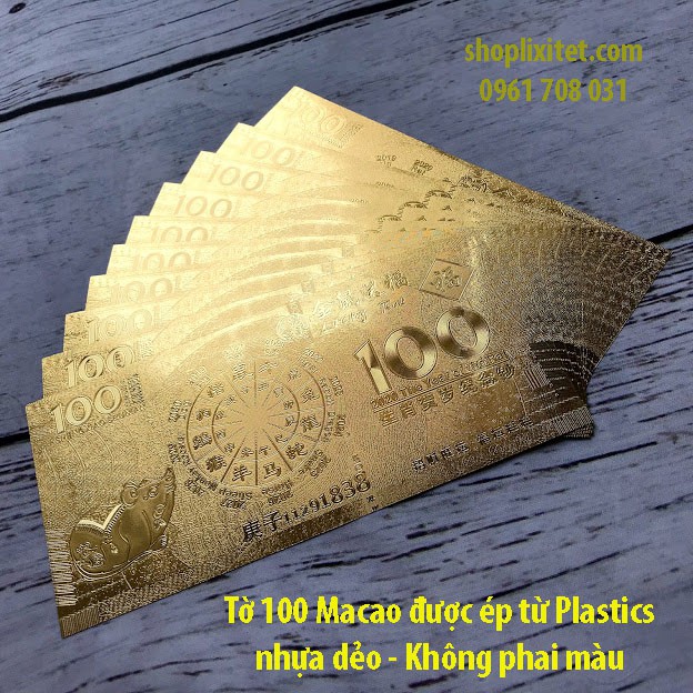 Đồng Tiền Lưu Niệm 100 Macao Hình Con Chuột Mạ Plastics Vàng không phai màu - Quà tặng tết 2020 -TMT Collection - Ms 272