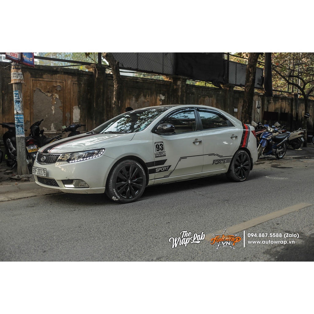 Tem họa tiết xe Forte Racing Sport - Tem hoa tiết ô tô Kia, tem dán sườn xe thể thao