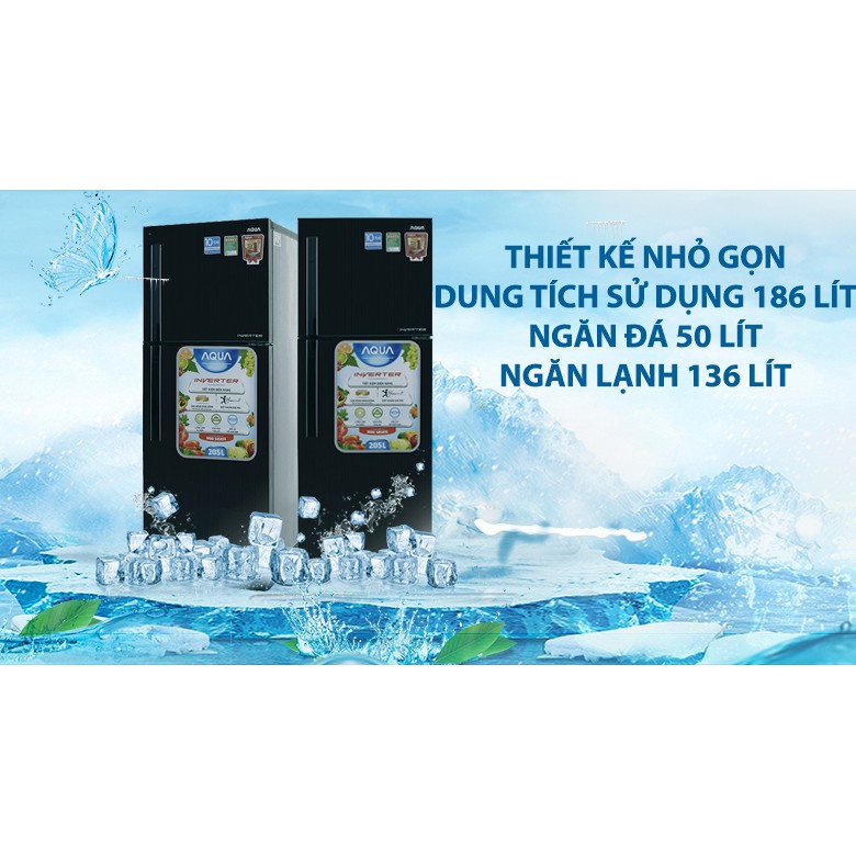 CHÍNH HÃNG - Tủ lạnh Aqua 205 lít AQR-I209DN inverter DC