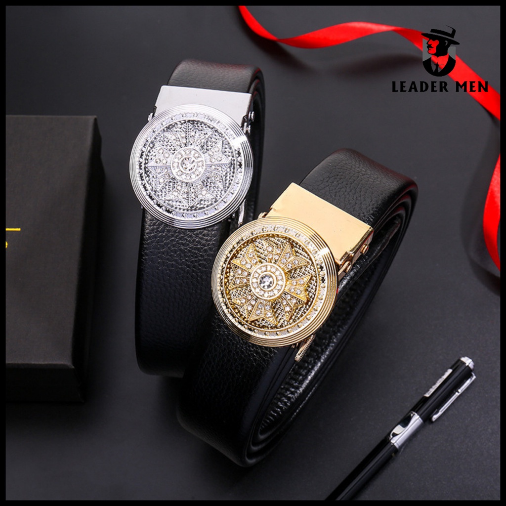 Thắt Lưng Nam Chất Liệu Da Pu Cao Cấp TLK1 Khóa Tự Động - Dây Nịt Da Nam Thời Trang Khóa Mặt Hoa Xoay - LeaderMen