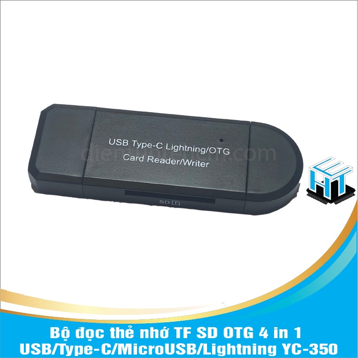 Bộ đọc thẻ nhớ TF SD OTG 4 in 1 USB/Type-C/MicroUSB/Lightning YC-350