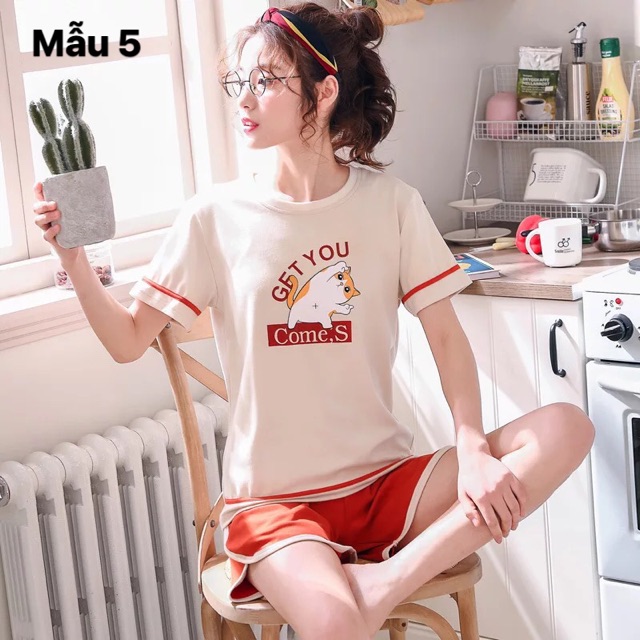 Bộ thun ngắn mặc nhà, hoạ tiết xinh xắn, chất mát | BigBuy360 - bigbuy360.vn