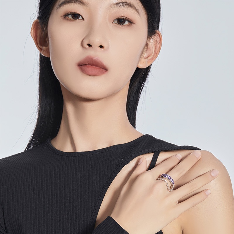 Niche Nhẫn Đính Kim Cương Lấp Lánh Đơn Giản Tinh Tế Thời Trang Xu Hướng Cá Tính Dành Cho Nữ