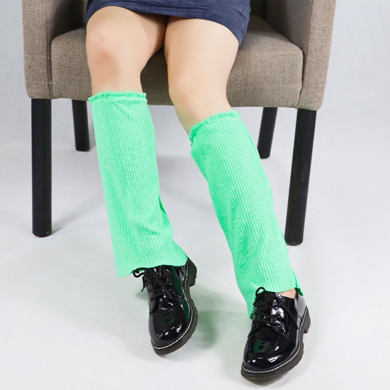 Youyo Vớ Ống Chân Dệt Kim Giữ Ấm Chân Màu Xanh Neon Phong Cách Gothic Harajuku Cho Nữ