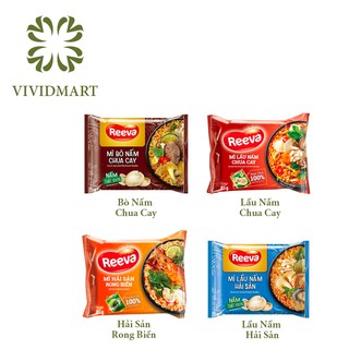 MÌ REEVA 4 VỊ LẨU NẤM / LẨU BÒ NẤM CHUA CAY / LẨU NẤM HẢI SẢN / HẢI SẢN RONG BIỂN - GÓI 85g - UNIBEN